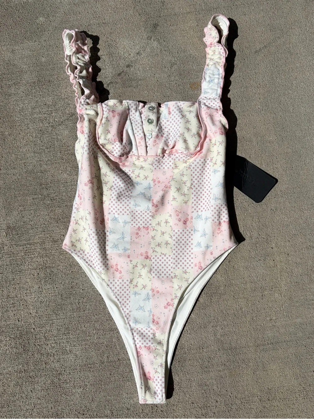 Frankie’s Bikinis x Sydney Sweeney 509 one piece swimsuit pastel patchwork NWT